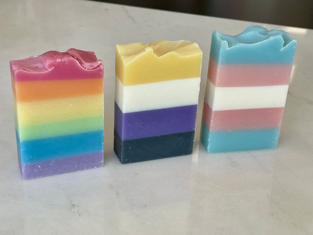 Taproot Organics South Pine NJ NYC Pride Bar Soap in Rainbow, NB, Trans LGBTQ+